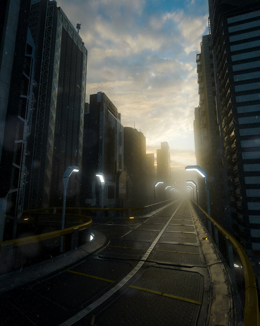 futuristic city with technology