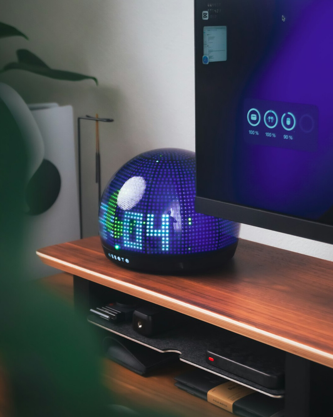Monitor with programming code on a desk